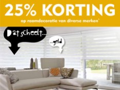 25% Korting op raamdecoratie